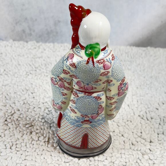 Chinese Famille Rose Porcelain Shou Lao Statue Shou Xing God Of Longevity 6.5” - Picture 7 of 11